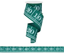 Load image into Gallery viewer, Wired measurement ribbon in green with white markings for crafting, perfect for wreaths and DIY projects.