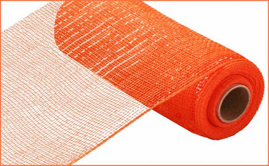 Deco Poly Mesh Ribbon : Metallic Orange with Orange Foil - 10 Inches x 10 Yards (30 Feet)