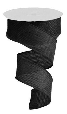 Solid Cross Royal Burlap Wired Ribbon Black - 1.5 Inches x 10 Yards (30 Feet)