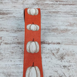 Pumpkin Wired Ribbon, Orange Beige, 2.5 Inches x 10 Yards - Wreath and Bow Co