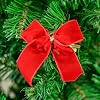 Load image into Gallery viewer, Set of 6 Small Red Bows, 3.5" wide, gold loop included
