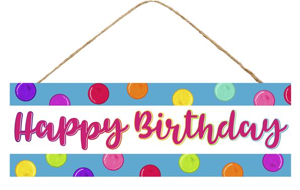 Happy Birthday Polka Dot Wooden Sign - 15 Inches x 5 Inches