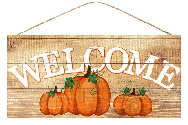 Welcome Pumpkins Wooden Sign : - 12 Inches