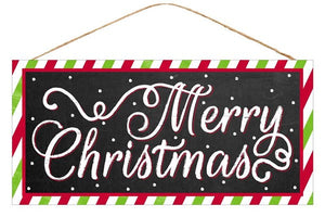 Merry Christmas Wooden Sign: Red Green -  12.5 Inches x 6 Inches