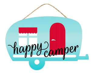 Happy Camper Wooden Sign - 12 Inches x 12 Inches