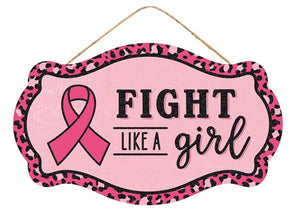 Breast Cancer Awareness Wooden Sign : Pink Black - 12.5 Inches x 7.5 Inches