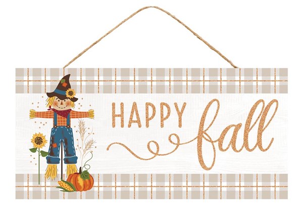 Happy Fall Scarecrow Wooden Sign : - 12.5 Inches x 6 Inches