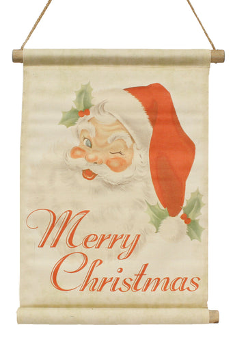 Vintage Santa Banner : - 20 Inches Tall and 14 Inches Long