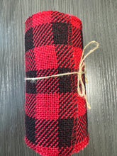Load image into Gallery viewer, Red &amp; Black Buffalo Plaid Burlap : 5.5 inches x 15 foot
