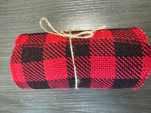 Load image into Gallery viewer, Red &amp; Black Buffalo Plaid Burlap : 5.5 inches x 15 foot
