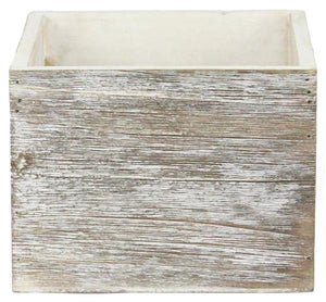 Wood box - white  6 Inch Square (4.5 Inches Height) 