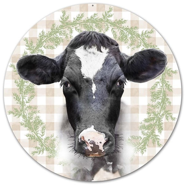 METAL BESSIE THE COW - 12 Inches Round