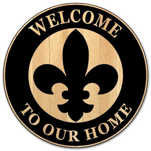 Fleur de Lis Welcome Sign : 12 Inches Round