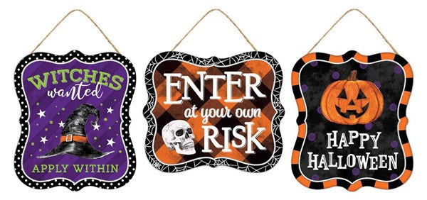 Halloween Asst Embossed Sign - 12 Inches Round