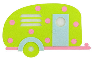 Pink Lime Green Felt Camper (11.5" L X 7" H)