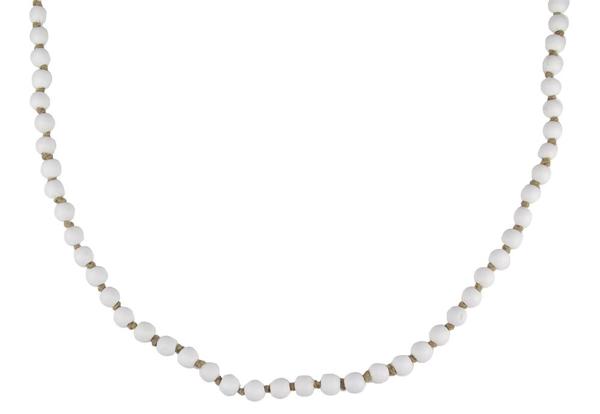 Small Round Wood Bead Garland : Whitewash - 39 Inches Length