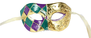 Mardi Gras Harlequin Mash : Purple Green Gold - 6.5 Inches