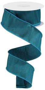 Faux Dupioni Wired RIbbon : Teal 1.5 inches x 10 yards (30 feet)