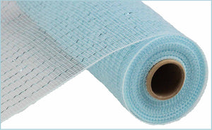 Deco Poly Mesh Ribbon : Metallic Light Blue - 21 Inches x 10 Yards (30 Feet)