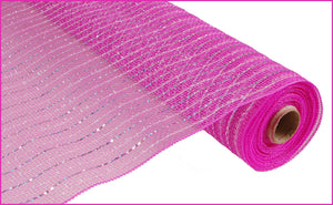 Twist Foil Deco Mesh Hot Pink Silver 21 inches x 10 yards (30 feet)