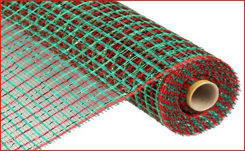 Basket weave Deco Mesh Red Lime 21 inches x 10 feet (30 yards)