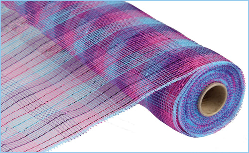  Mettalic Check Deco Mesh Purple Turquoise Fushia 21 inches x 10 yards (30 feet) 