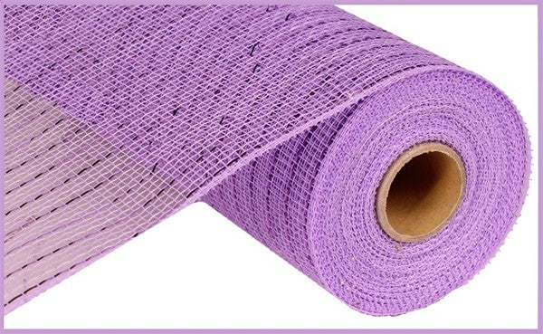 Deco Poly Mesh Ribbon : Metallic Lavender Purple with Lavender Foil - 10 Inches x 10 Yards (30 Feet)