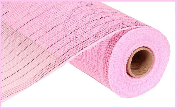 Deco Poly Mesh Ribbon : Metallic Pink with Pink Foil - 10 Inches x 10 Yards (30 Feet)