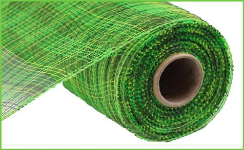 Multi Stripe Deco Poly Mesh Ribbon : Moss Lime Apple Green - 10 Inches x 10 Yards (30 Feet)