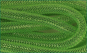 Deco Mesh Ribbon Flex Tubing: Lime Green Foil - 16mm x 10 Yards (30 Feet)