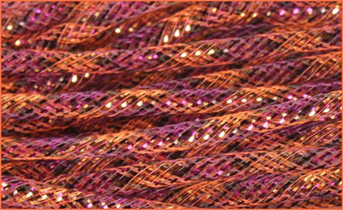 Deco Mesh Ribbon Flex Tubing: Orange Black Purple with Metallic Foil - 8mm x 30 Yards (90 Feet)