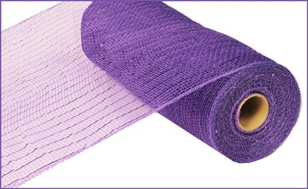 Deco Poly Mesh Ribbon : Value Purple with Purple Foil - 10 Inches x 10 Yards (30 Feet)