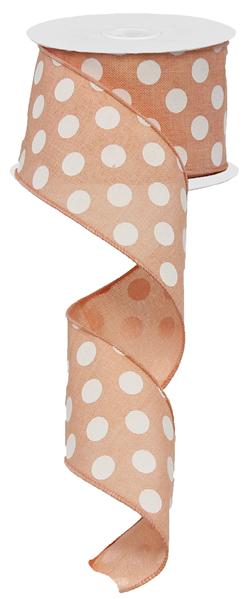 Polka Dot Wired Ribbon (2.5 Inches, Peach White) - 10 Yards : RG01207ET