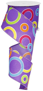 Purple Circles Bright Polka Dots Wired Ribbon (2.5 Inches x 10 Yards (30 Feet))