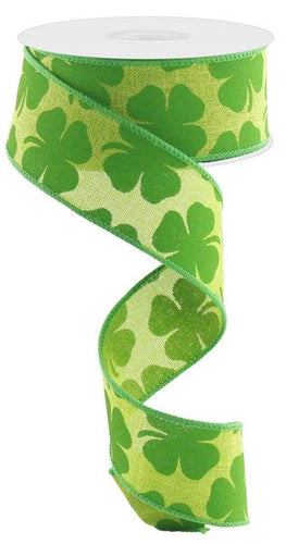 Shamrock Canvas Wired Ribbon - 10 Yards (Fresh Green. Kelly Green, 1.5