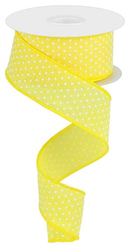 Raised Swiss Dots Royal Wired Ribbon : Yellow White -  1.5 Inches x 10 Yards (30 Feet)