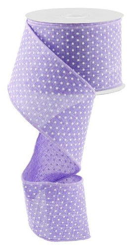 Raised Swiss Polka Dots Wired Ribbon : Lavender Purple White - 2.5 Inches x 10 Yards (30 Feet)