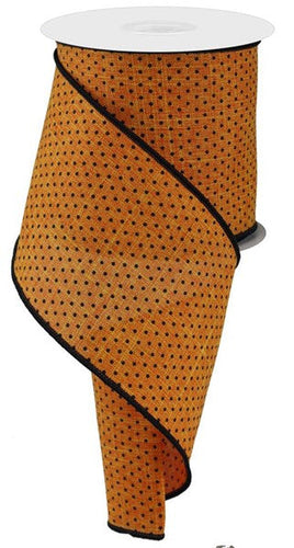 Raised Swiss Polka Dot Wired Ribbon : Orange Black - 4 Inches x 10 Yards (30 Feet)