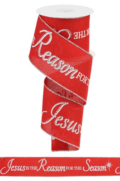 Christmas Ribbon : Jesus is The Reason for The Season, - 2.5 Inches x 10 Yards (30 Feet)