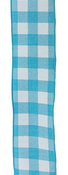 Plaid Check Wired Ribbon : Turquoise Blue, White - 1.5 Inches x 10 Yards (30 Feet)