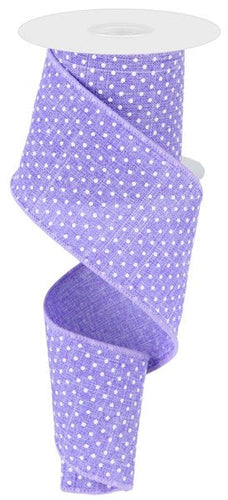 Raised Swiss Polka Dots Wired Ribbon : Lavender Purple White - 2.5 Inches x 50 Yards (150 Feet)