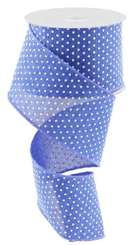 Raised Swiss Polka Dots Wired Ribbon : Royal Blue White - 2.5 Inches x 50 Yards (150 Feet)