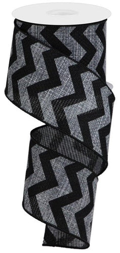 Chevron Cross Royal Burlap Wired Ribbon : Grey Gray Black - 2.5 Inches x 10 Yards (30 Feet)