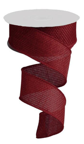 Solid Wired Ribbon : Burgundy Red - 1.5 Inches x 10 Yards (30 Feet)