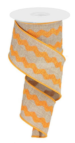 Beige Orange  Ricrac 2.5 Inches x 10 Yards (30 Feet) wired Ribbon