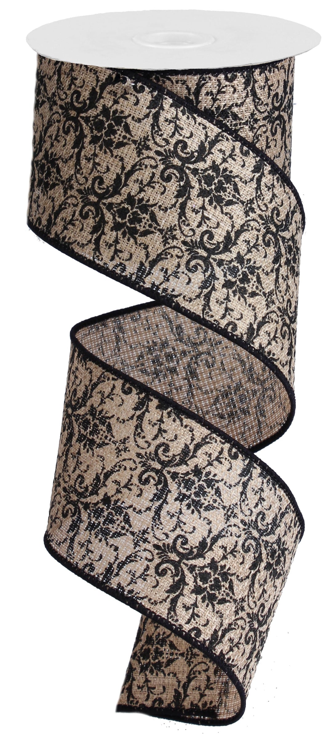 Burlap damask black - 2.5 Inches x 100 Feet (33.3 Yards)