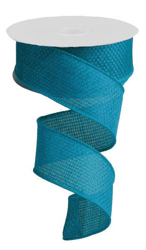 Solid Cross Burlap Wired Ribbon : Turquoise Blue - 1.5 Inches x 100 Feet (33.3 Yards)