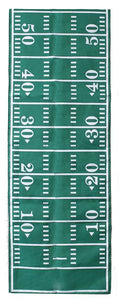 72" Green Polyester Table Runner With White Screen Printed Football Field Design