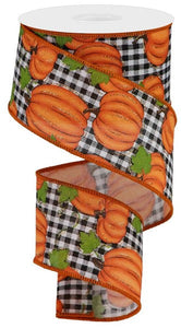 Pumpkin Patch Ribbon : Black White Buffalo Check - 2.5 Inches x 10 Yards (30 Feet)