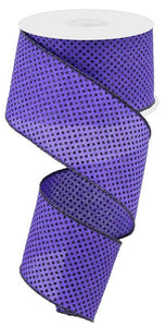 Purple Black Glitter Raised Swiss Polka Dots Wired Ribbon (2.5 Inches x 10 Yards (30 Feet))